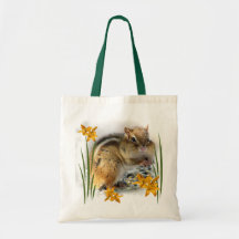 Chipmunk in Springtime Canvas Bags