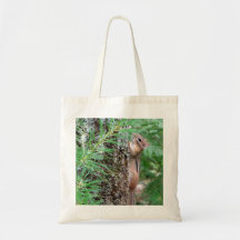 Chipmunk on Tree Canvas Bag