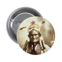 Chiricahua Apache Indian Leader Geronimo Portrait Pinback Button
