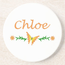 Chloe (Orange Butterfly) Drink Coaster