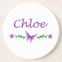 Chloe (Purple Butterfly) Beverage Coaster
