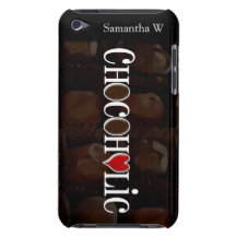 Chocoholic, Dark Brown and Red Heart Funny Design iPod Touch Cases