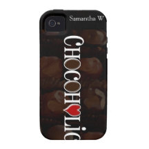Chocoholic, Dark Brown and Red Heart Funny Design iPhone 4 Case