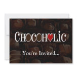Chocoholic, Dark Brown and Red Heart Funny Design Invitations