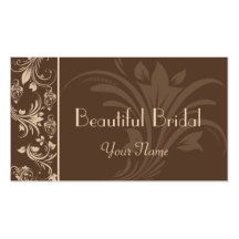 Chocolate and Cream Floral Scroll Business Card