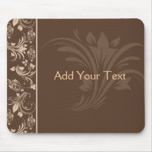 Chocolate and Cream Floral Scroll Mouse Mats