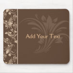 Chocolate and Cream Floral Scroll Mouse Pad