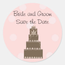 Chocolate and Pink Save the Date Stickers