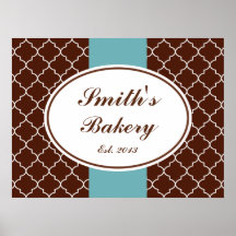 Chocolate Aqua Business Sign Print