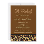 Chocolate Black Gold Leopard Baby Shower Personalized Announcement