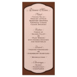 Chocolate Brown & Beige Wedding Reception Menus Personalized Rack Card