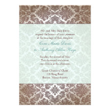 Chocolate Brown Damask Wedding Invitation