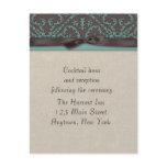 Chocolate Brown Turquoise Reception Card invitations