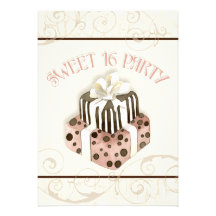 Chocolate Cake Sweet 16 Birthday Party Invitation