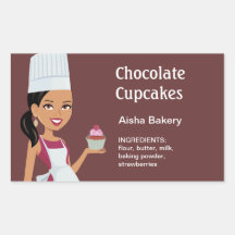 Chocolate Cupcake Label Character Design #1 Rectangular Stickers