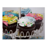 Chocolate cupcakes on a cake stand 2 post card