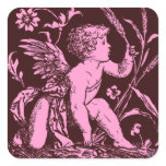 Chocolate cupid with wheat stalk vintage print stickers