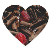 Chocolate Curls and Raspberries Heart Stickers