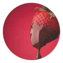 Chocolate Dipped Strawberry Round Stickers