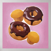 Chocolate doughnuts and muffin print