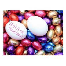 chocolate easter eggs spanish greeting post card