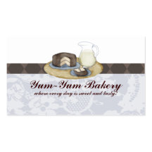 Chocolate frosted cake slice milk baking busine... business card