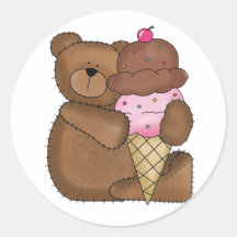 Chocolate Ice Cream Teddy Stickers