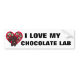 Chocolate Labrador Mum Floral Heart bumper stickers