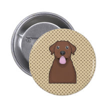 Chocolate Labrador Retriever Cartoon Buttons