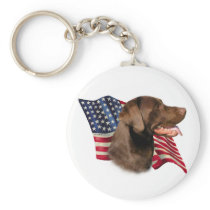 Chocolate Labrador Retriever Flag Keychain