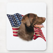 Chocolate Labrador Retriever Flag Mouse Mat