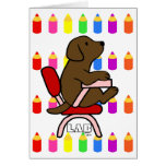 Chocolate Labrador Student 1 Cartoon Pencils Greeting Cards