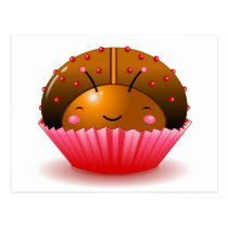 Chocolate Ladybug Cupcake Postcard postcards