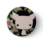 Chocolate lolkitty (black clematis print) buttons
