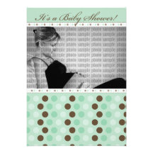 Chocolate Mint Dots Baby Shower Invitation