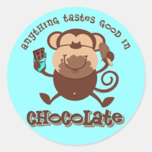 Chocolate Monkey Round Stickers
