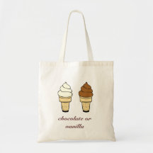 chocolate or vanilla tote bags