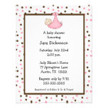 Chocolate & Pink Dot Baby Girl Shower Invitation