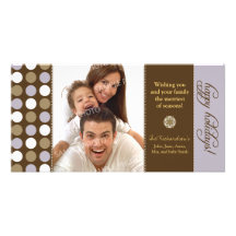 Chocolate Polkadots Holiday Photocard (lavender) Personalized Photo Card