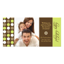 Chocolate Polkadots Holiday Photocard (lime) Customized Photo Card