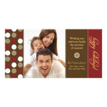 Chocolate Polkadots Holiday Photocard (red) Photo Card Template