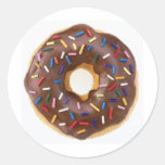 Chocolate Sprinkles Doughnut Round Stickers