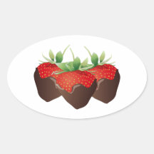 Chocolate Strawberry Oval Stickers