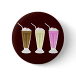 Chocolate, Vanilla, Strawberry Milkshakes Buttons