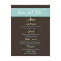 chocolate Wedding Menu Cards postcards