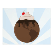 Chocolate World with Blue Sunburst Postcard