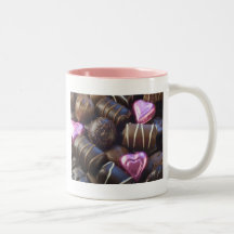 chocolates with pink foil coffee mug