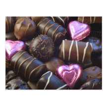 chocolates with pink foil postcard