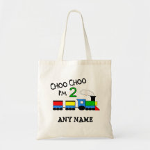 Choo Choo I'm 2!  With TRAIN Canvas Bags