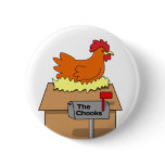 Chook House Funny Chicken on House Cartoon buttons